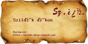 Szilák Ákos névjegykártya